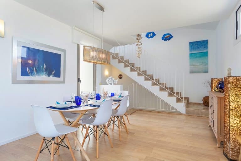 Dining Area In Sunny Townhouse With Terrace In Mallorca