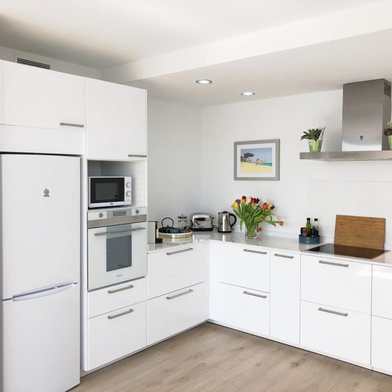 Kitchen In Modern House With Panoramic Sea View