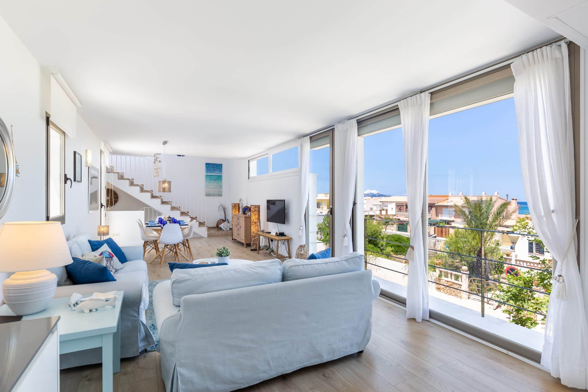 Living Area In Sunny Townhouse With A Terrace In Son Serra De Marina