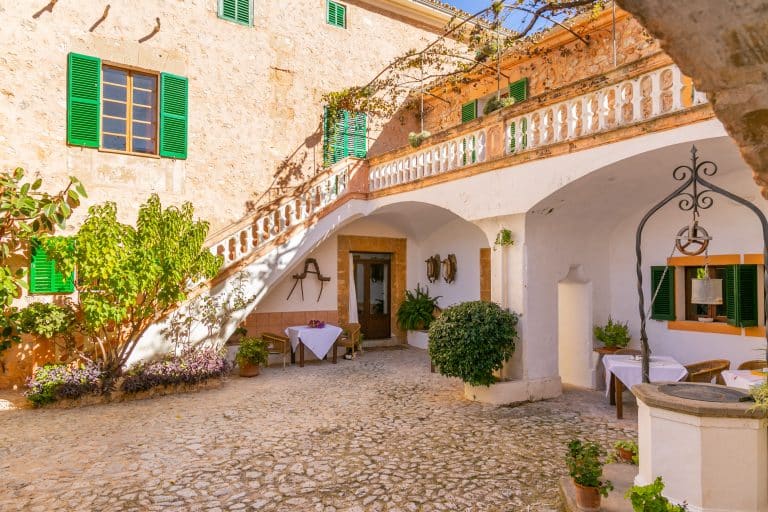 Outdoor Area In Historic House In Mallorca With Swimming Pool