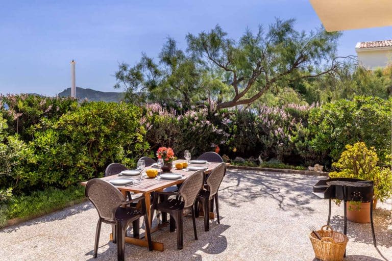 Outdoor Dining Area In Beautiful Front Line Beach House In Mallorca