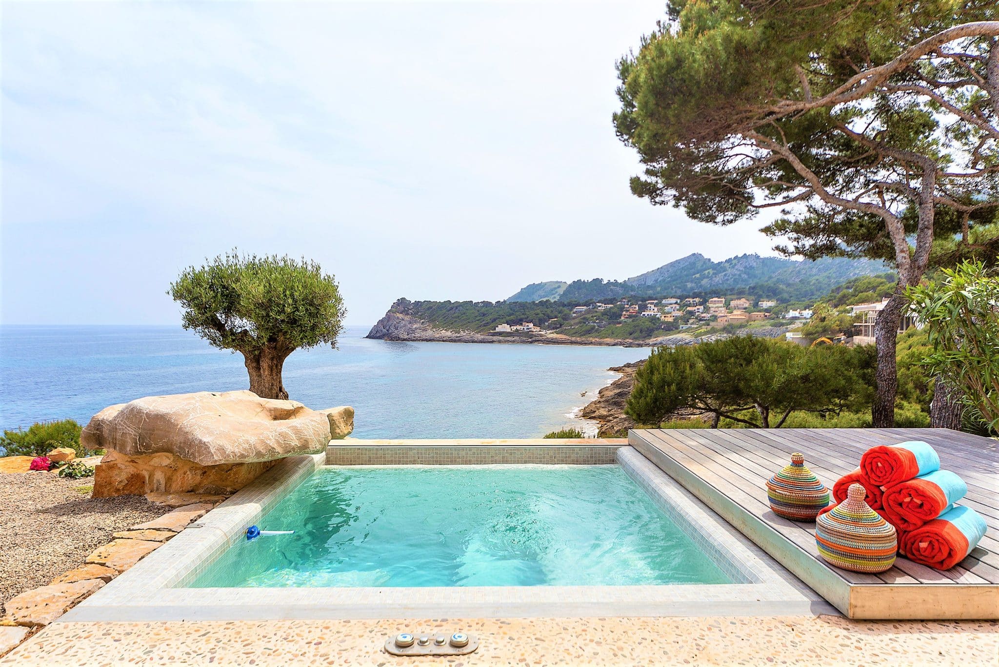 Renovated Swimming Pool Area In Frontline Villa In Capdepera Bathrooms
