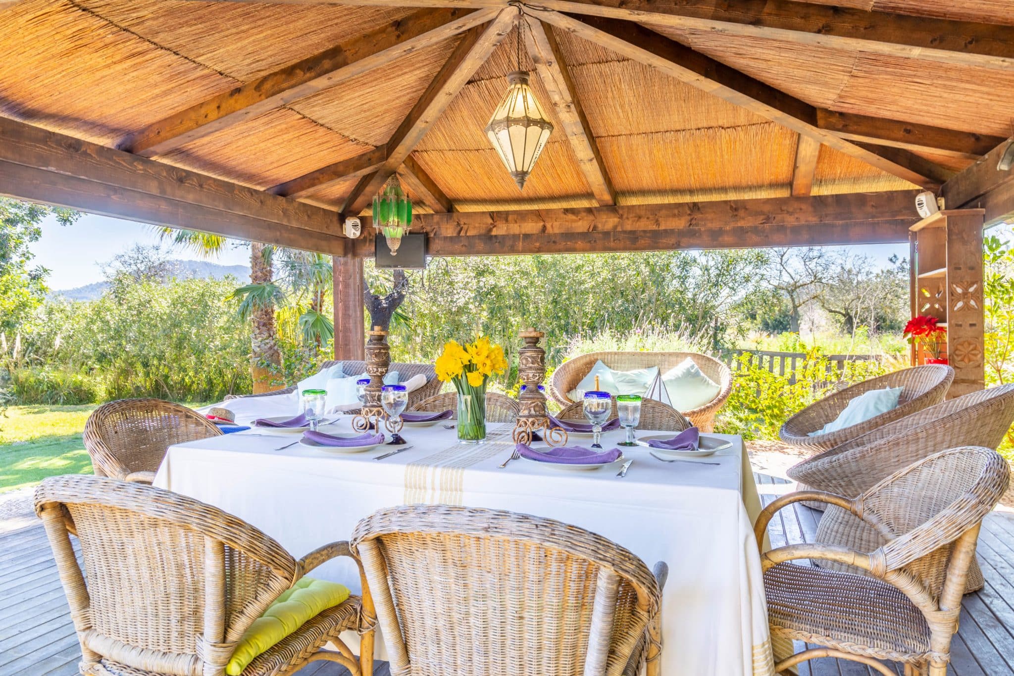 Thatched Gazebo In Family Country House With Pool In Port Dandratx